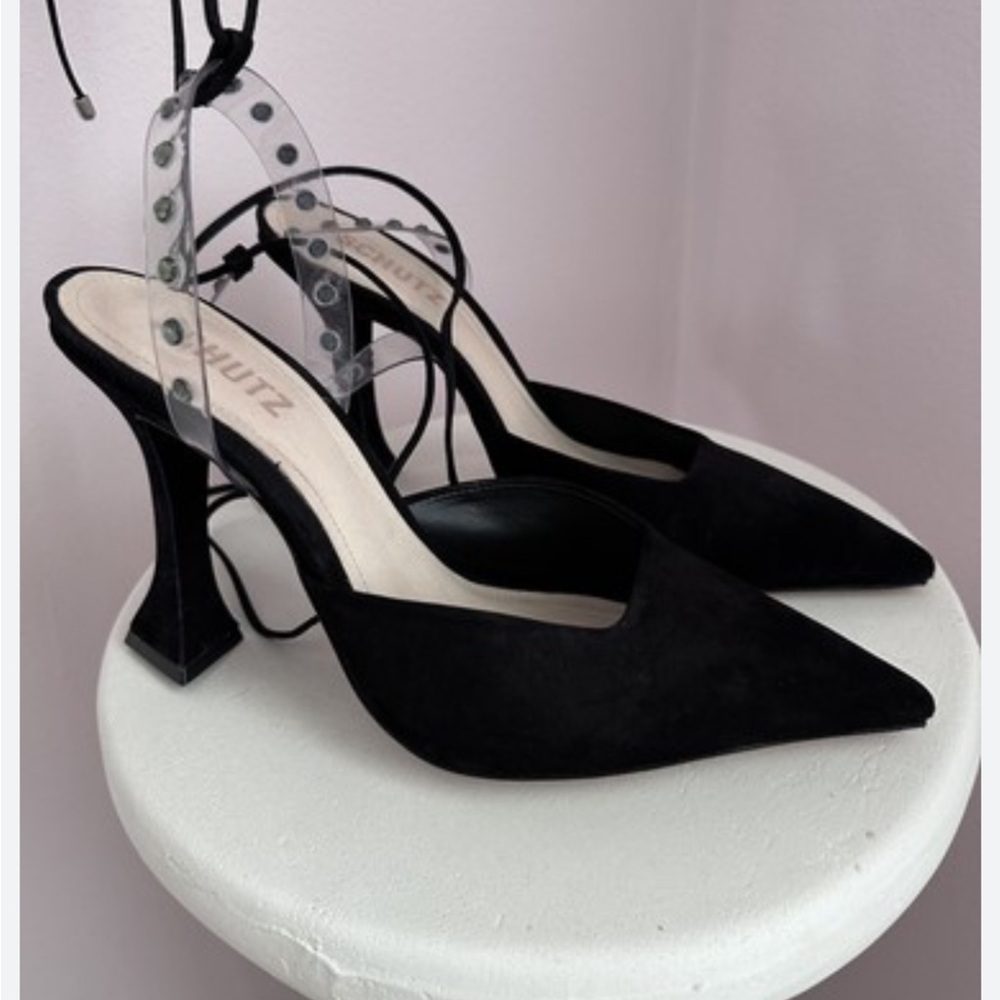 Schutz Black Suede Women's Heels